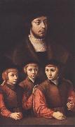 BRUYN, Barthel Portrait of a Man with Three Sons oil painting artist